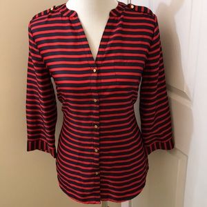 Red and Navy 3/4 Button Up | Medium